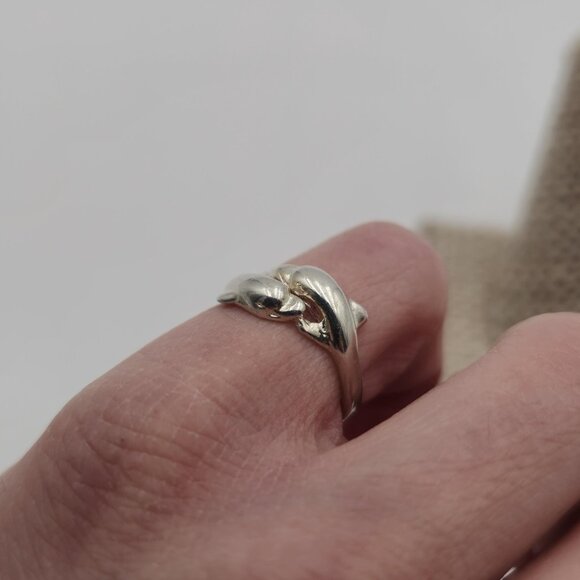 Size 5.5 Sterling Silver Cute Double Dolphin Ring A2533 - Picture 4 of 8